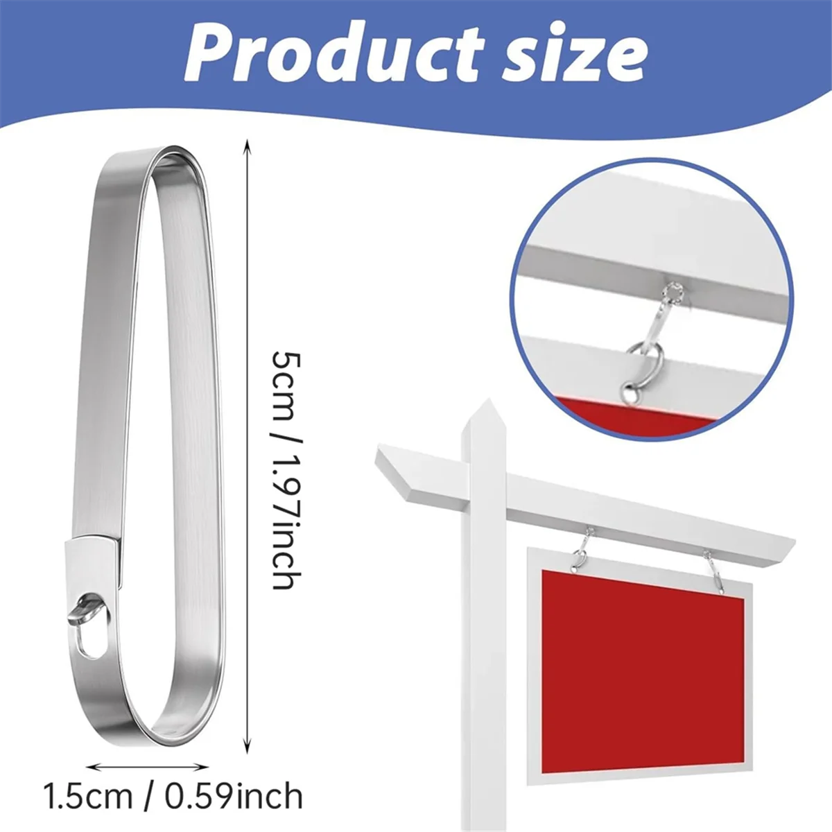 

AA25 16 Pcs Real Estate Sign Clips for Sign Rider Clips Hanging Signs Stainless Steel Rider Clips Sign Clips Real Estate Clip