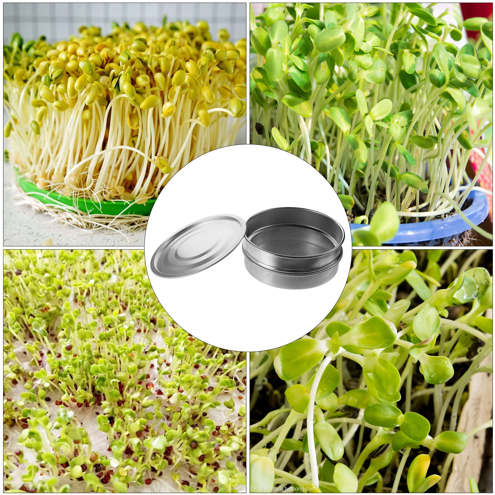 

1 set Sprouting Tray Set Stainless Steel Mesh Basin Easy Drainage Gardening Planting Tool Seed Starting Screen Boil Resistant