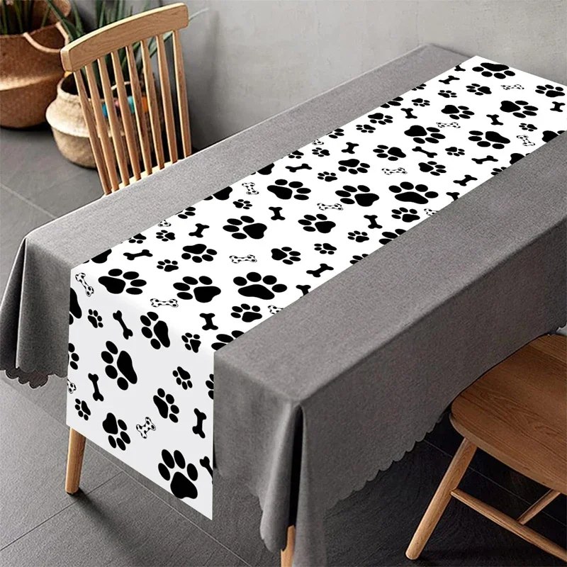 1pc Dog Paw Table Runner Puppy Themed Birthday Party Decorations Table Cover for Pet Paw Birthday Party Supplies Tablecloth