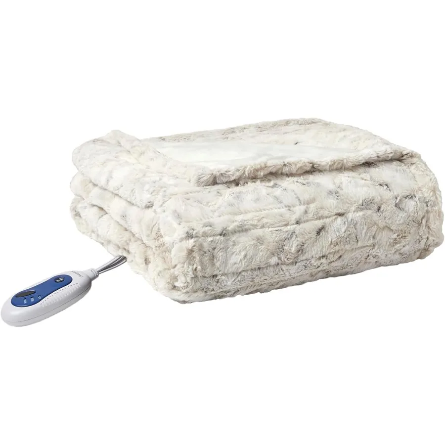 

Двустороннее электрическое одеяло Zuri из искусственного меха в норку с автоматическим отключением, практически с нуля, ЭДС, многофункциональная настройка нагрева, сертифицированная UL машина Washa