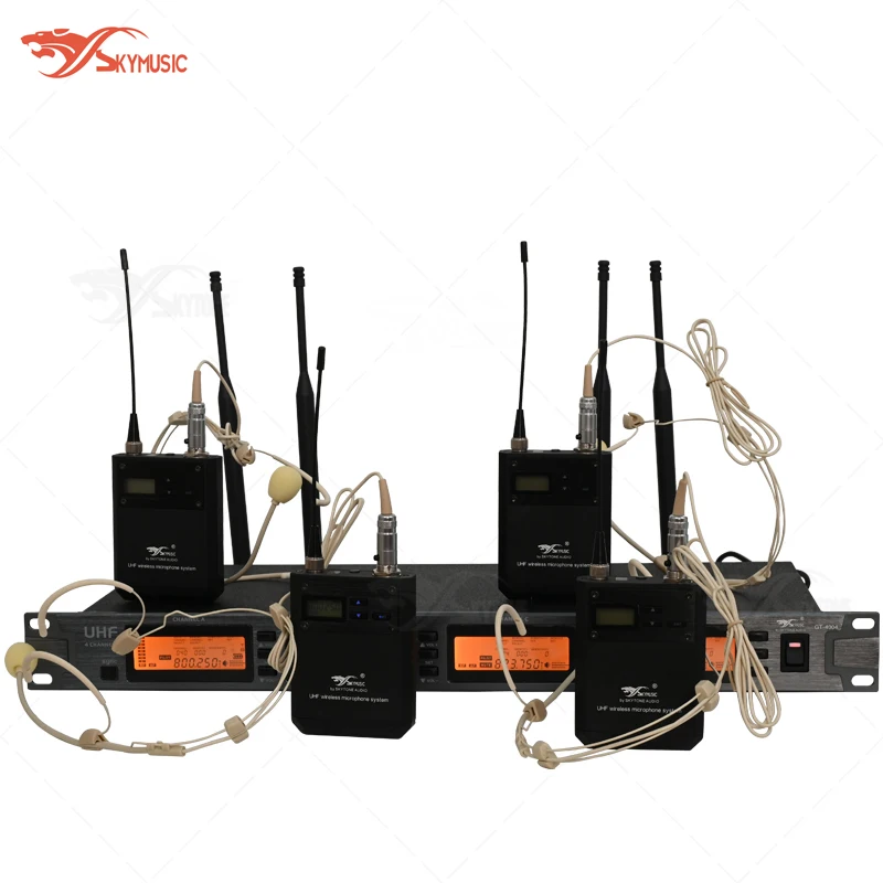 

GT4004-B40 4CH UHF Wireless Microphone 4 Headset 645-685MHz 800-860MHz