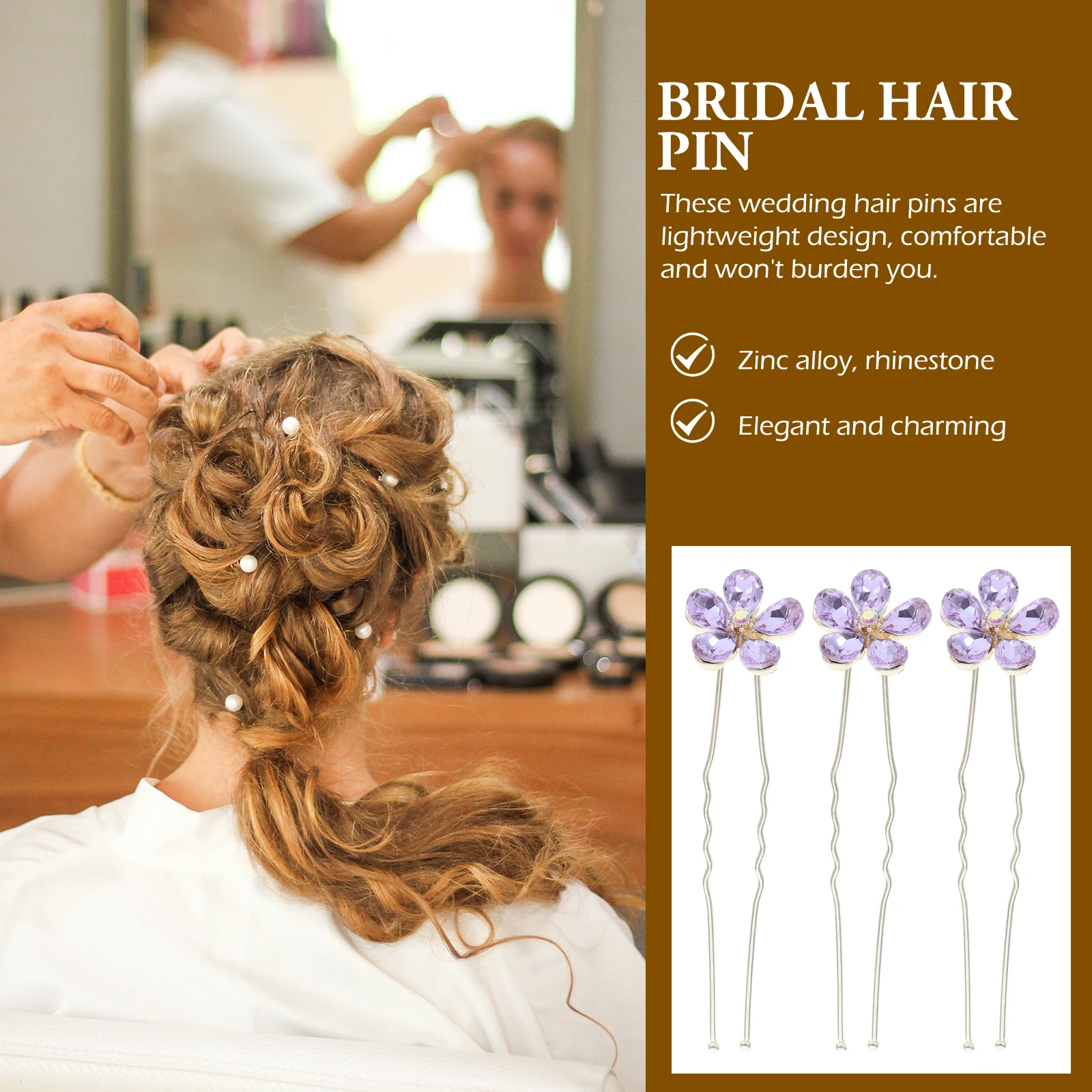 

4 Pcs U Shape Hairpin Bridal Hair Accessories for Women Wedding Hairstyles Rhinestone Pins Comfortable Firm Grip