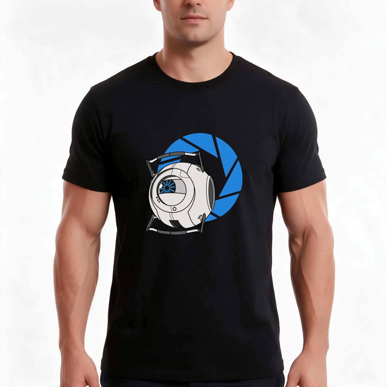 Wheatley! - Portal 2 T-Shirt, Summer Casual Cotton Tee, Oversized Streetwear Tops, Vintage Graphic Print, Loose Fit Short Sleeve