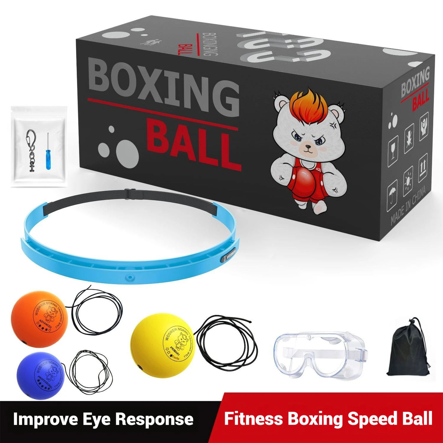 Head-Mounted Boxing Speed Ball สําหรับเด็กการฝึกอบรมที่บ้าน Reaction Ball Fighting Decompression อุปกรณ์สําหรับฟิตเนสเด็ก