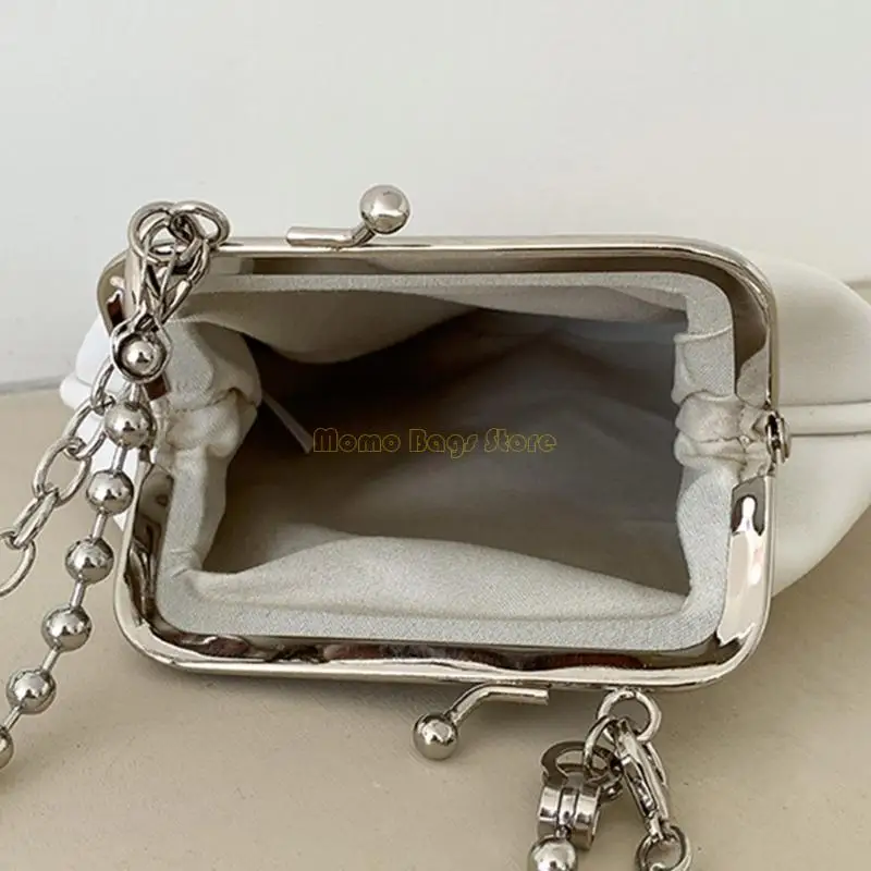 X90D Women Korean PU Kleine avondtas met kralenketting en crossbody riem elegante schouderhandtas koppelingsporta