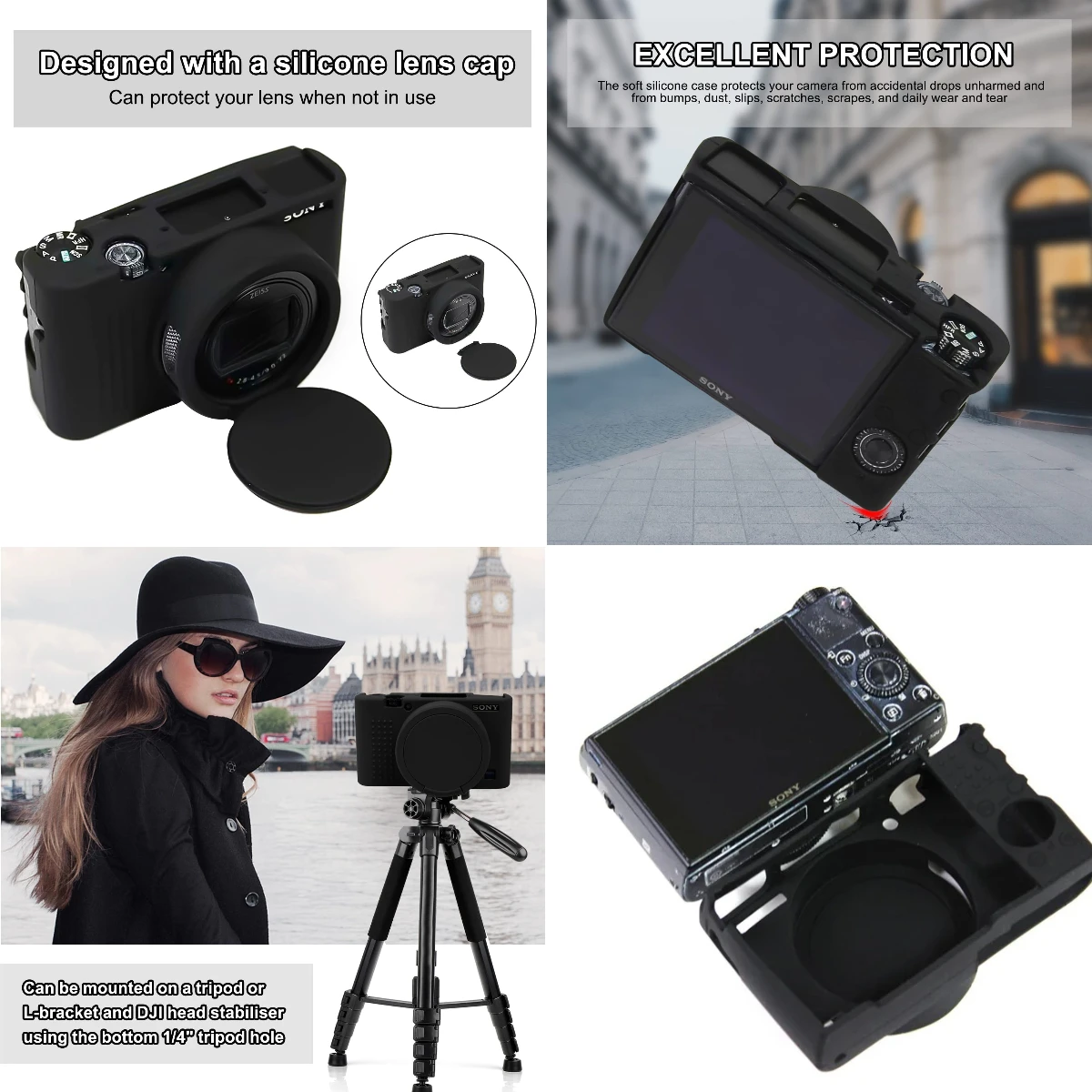

For Sony RX100M7 Digital Camera Silicone Case with Skin Cover & Lens Cap
