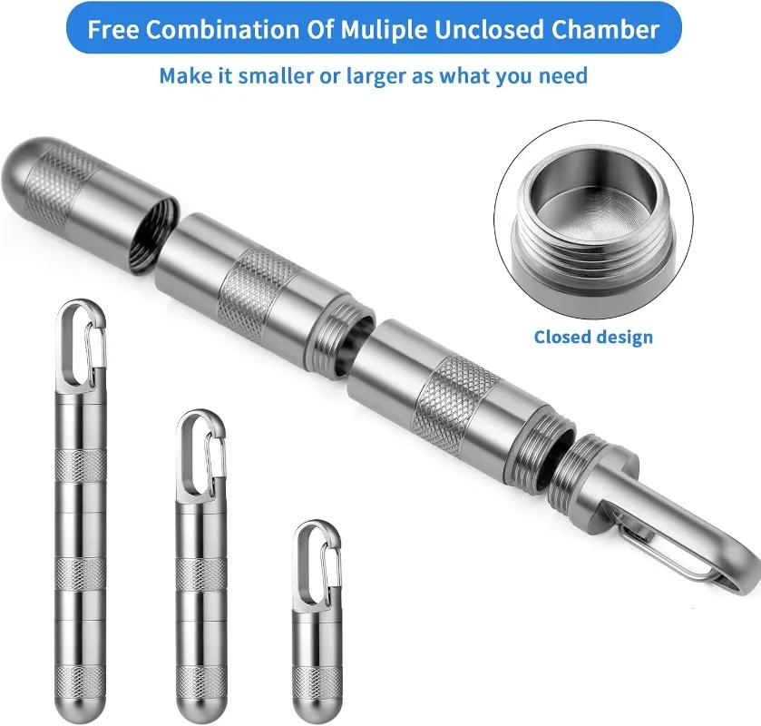 Titanium Keychain Pill Holder Mini Waterproof Pocket Pill Box Case Portable Travel EDC Medicine Container For Outdoor Camping