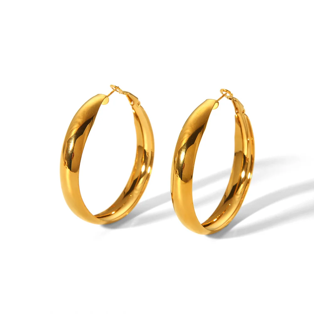

Stainless Steel Minimalist Handmade Minimalist Hoops Everyday Earrings-EAR200136