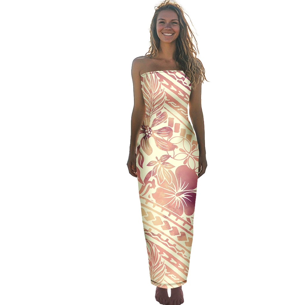 Klasyczny wzór hibiskusa, niestandardowy wzór, polinezyjskie, seksowne koszulki damskie, spódnice, eleganckie hawajskie sukienki tubowe, tribalne sukienki samońskie.