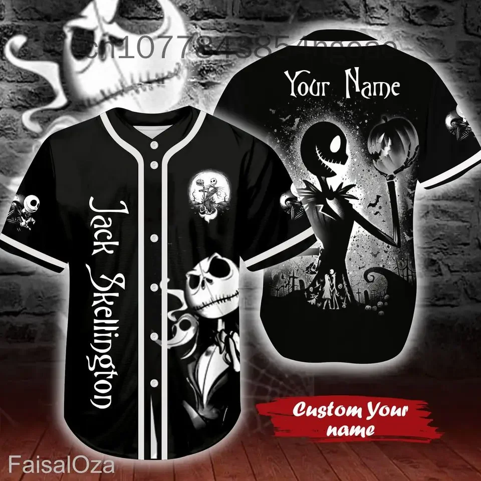 2024 Suumer New Jack Skellington And Sally Baseball Jersey Mens Women Custom Name Disney Baseball Uniform Casual Sports Shirt