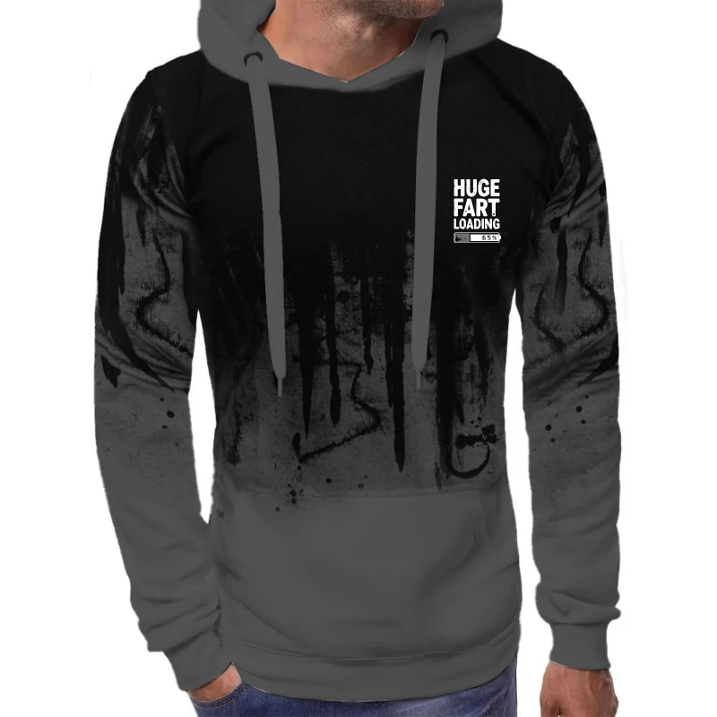 سويت شيرت رجالي بقلنسوة باللون الأخضر الزيتوني، تحميل ضخم، مطبوع عليه رسومات مضحكة، ملابس غير رسمية للحفلات