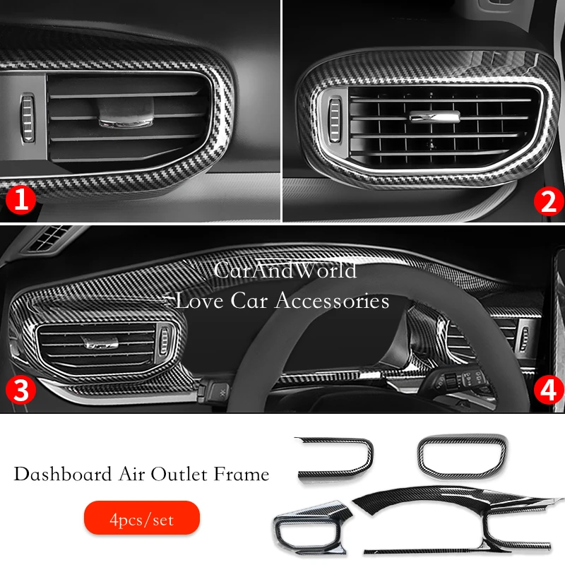 

For Ford Explorer 2020-2023 Center Console Dashboard Air Condition Outlet Frame Cover Trims Carbon Fiber Car Interior Accessory