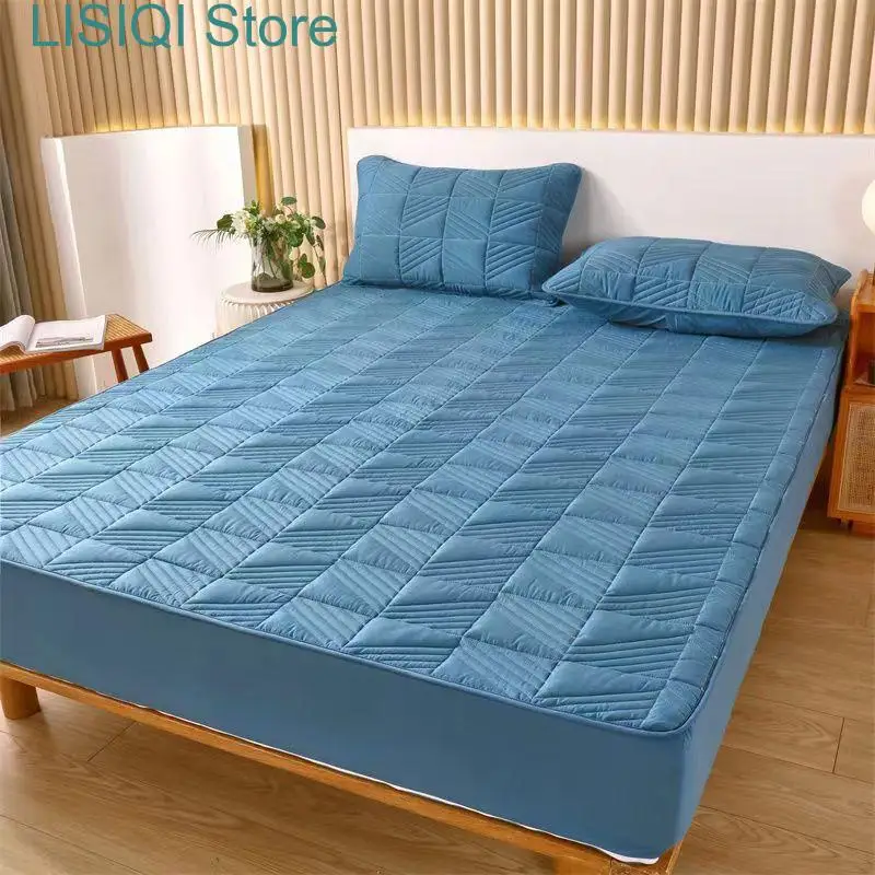 

Quilted Mattress Cover for Hotel Soft Cotton High Quality Solid Color Anti-mites Bed Cover Not Including Pillowcase New