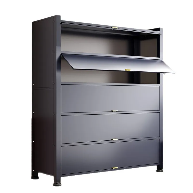 Household storage cabinet, living room balcony, multi-layer floor locker against the wall, large-capacity steel locker, dust-pro