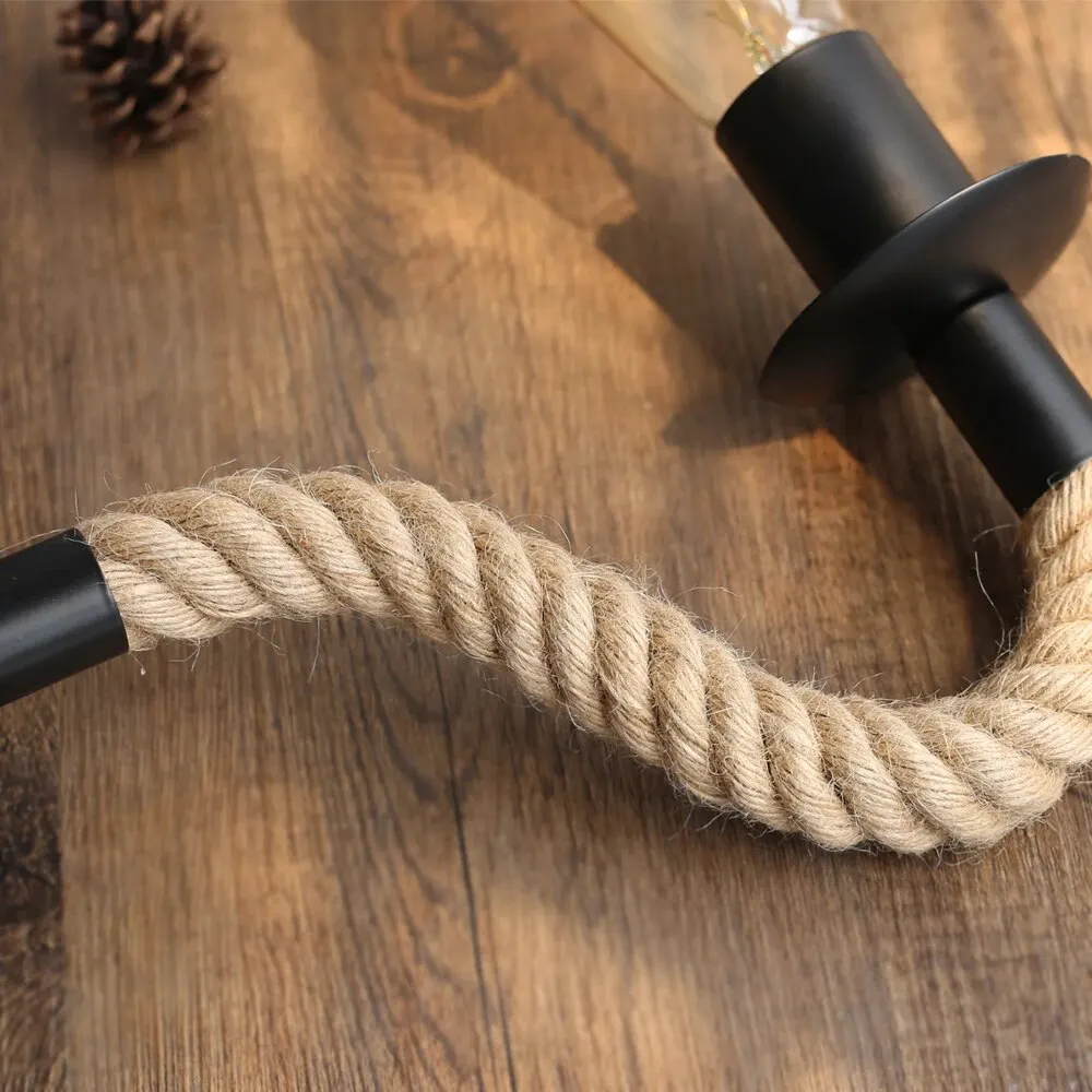 Retro Vintage Hemp Rope Wall Lamp E27 Wall Light 110V 220V Indoor Loft Outdoor Corridor Wall Lamp Industrial Sconce Bedside Lamp image 6