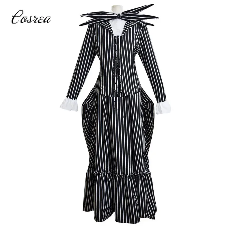 فيلم كابوس سالي جاك تأثيري حلي فستان عيد الميلاد ملابس الأميرة معطف على شكل ثوب هالوين كرنفال حفلة الرجال النساء الأسرة