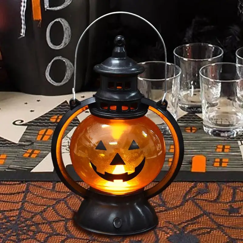 Przenośna lampa dyniowa Przenośna lampa dyniowa Jack-O'-Lanterns Kreatywna mała lampa naftowa Halloween Dekoracyjne przenośne światło kucyka