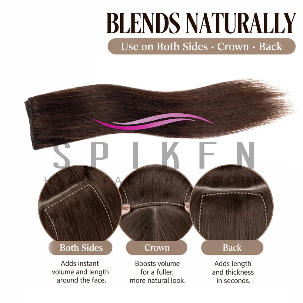 5pcs Clip-In Human Hair Extensions with 2 Clips on Each Piece 12