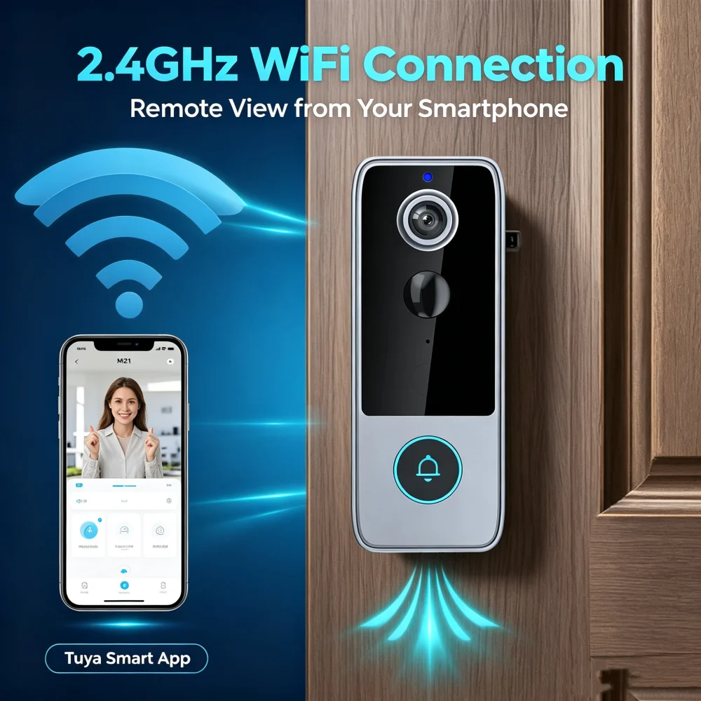 Tuya Smart WiFi Video Doorbell Home Security Alarm Wireless Visual Intercom Doorbell PIR Motion Alert Mobile Remote Video