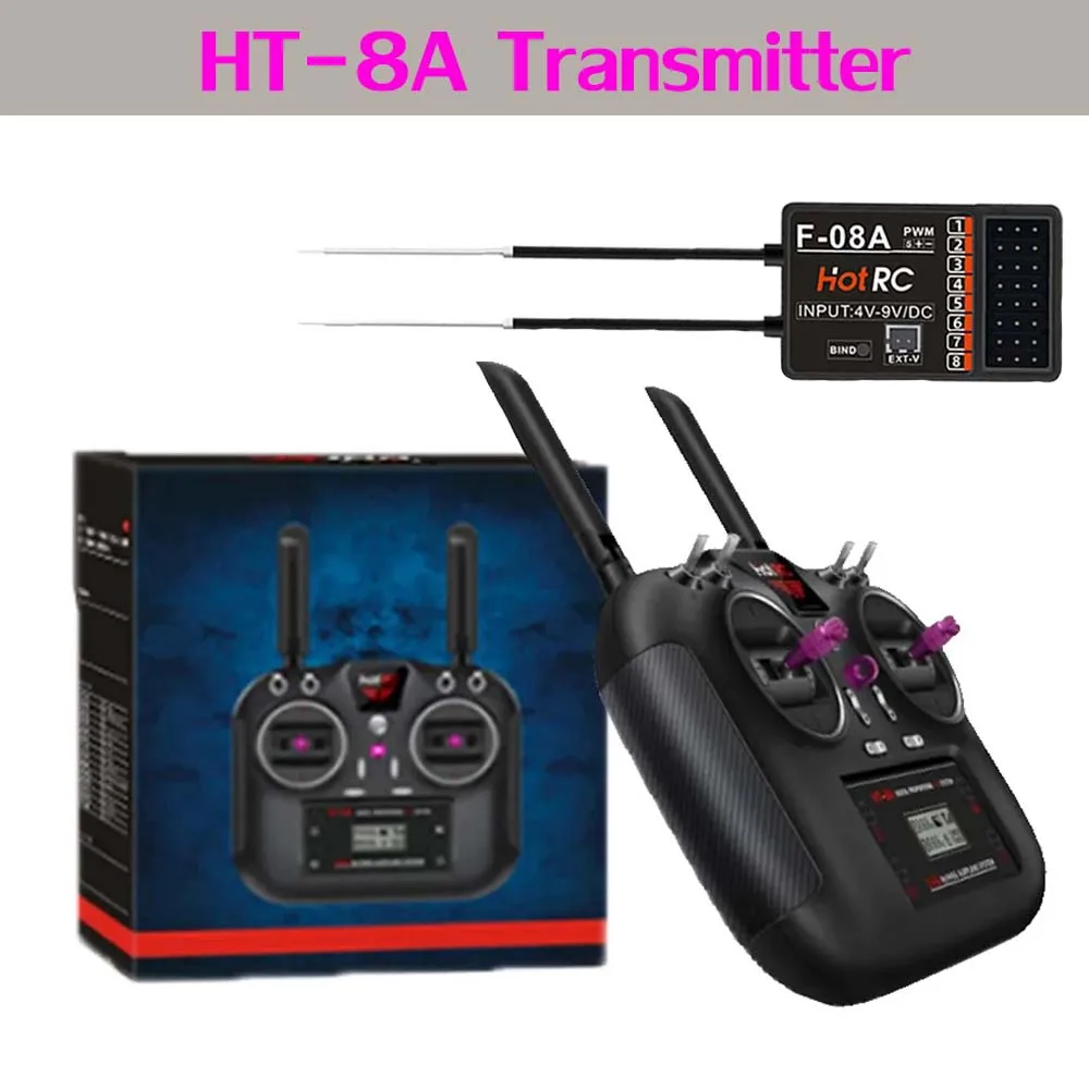 Hotrc HT-8A 2.4G 8CH 4.5V-9V RC Transmitter F-08A/SUBS Receiver With Box For FPV Drone Rc Airplane Helicopter