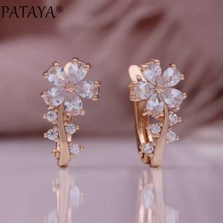 PATAYA Hot 585 Rose Gold Color Drop Earrings For Women Shiny Natural Zircon Accessories Daily Jewelry Christmas Gifts