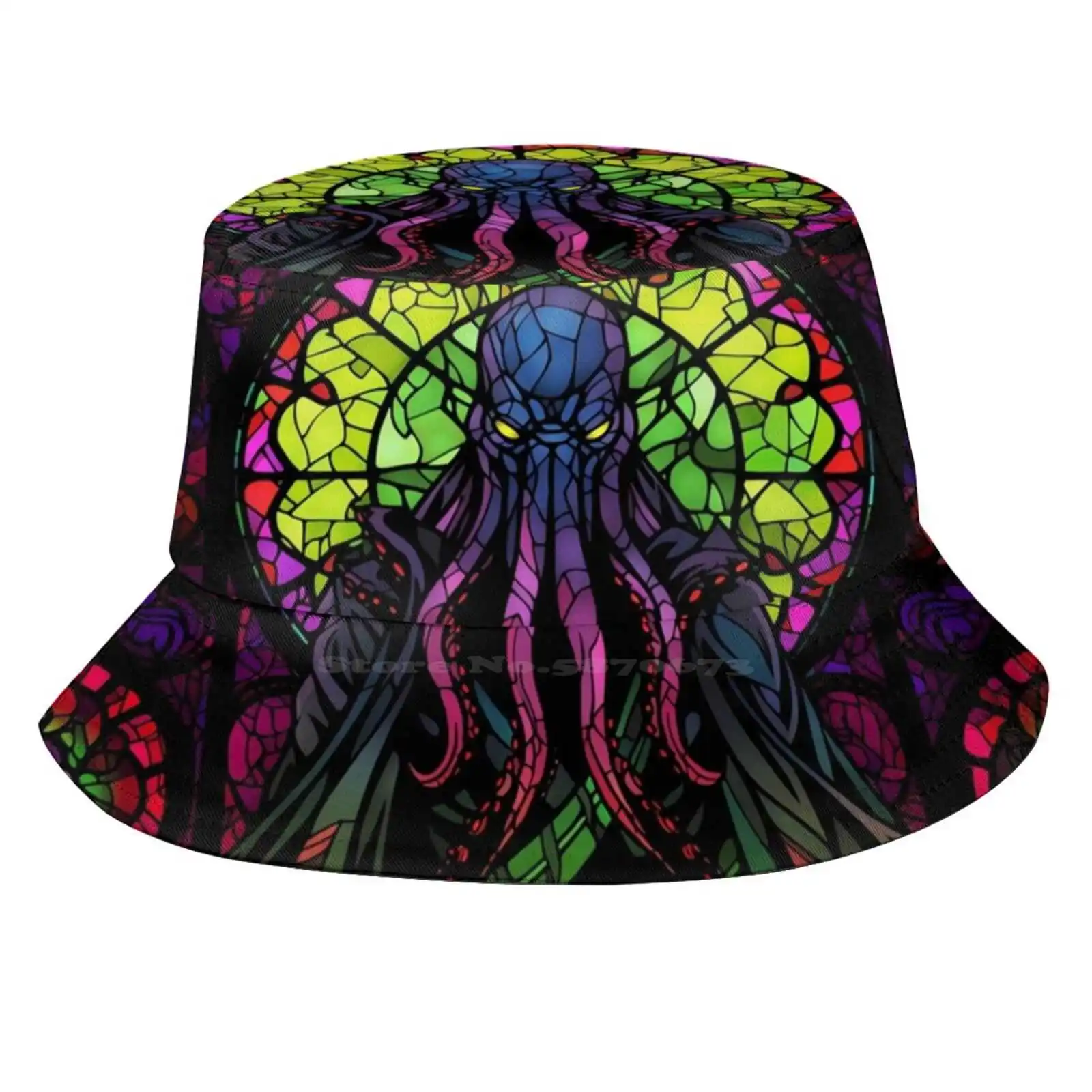 The Mindflayer Of Stained Glass Sun Cap Fisherman Hat Bucket Hats Mindflayer Stained Glass And Dragons Dnd Dragons Monster