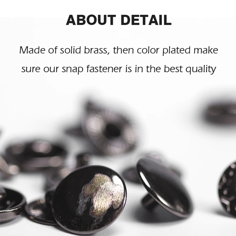 WUTA 10/20set Solid Brass Snap Buttons Snap Fasteners Kit Metal Press Studs DIY Craft Bag Accessories for Leather,Clothes,Jacket
