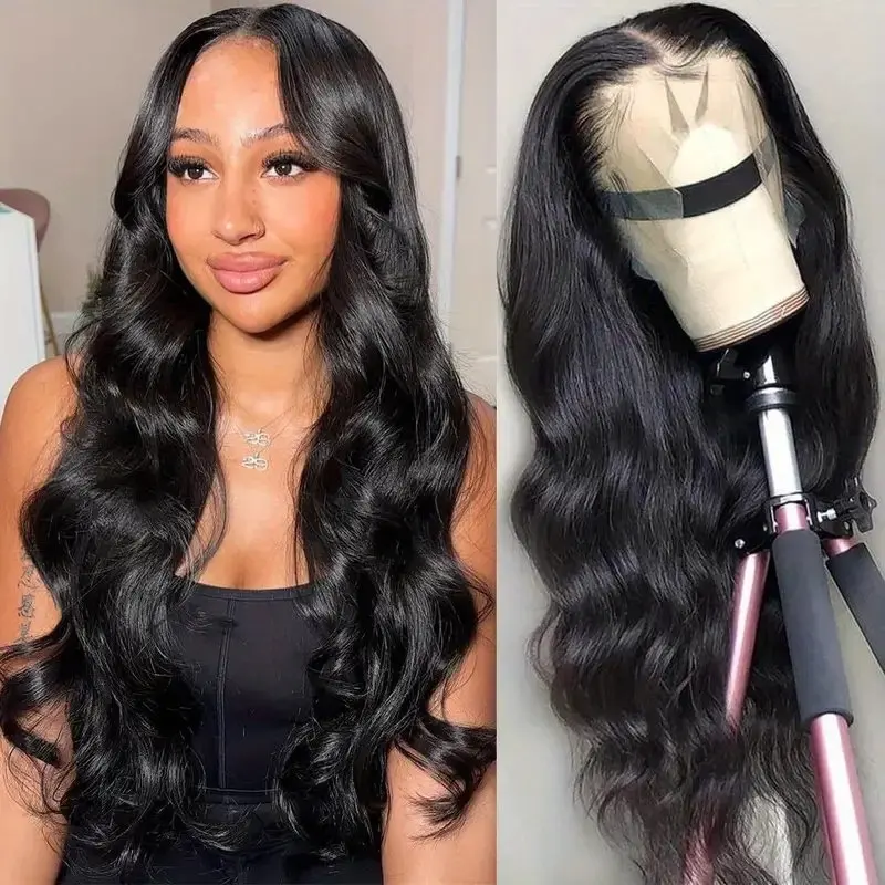 Rosabeauty Body Wave Nature Color 13X6 HD Transparent Lace Frontal Wig 13X4 Front Human Hair Glueless Wig 250% Density