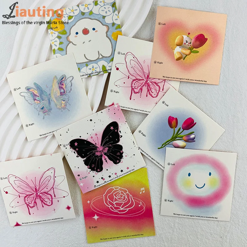 50Pcs Press On Nail Cardboard Cards 6.5x6.5cm 8x8cm Cartoon Pattern Nail Art Display Photo Props Card False Nail Tips Manicure