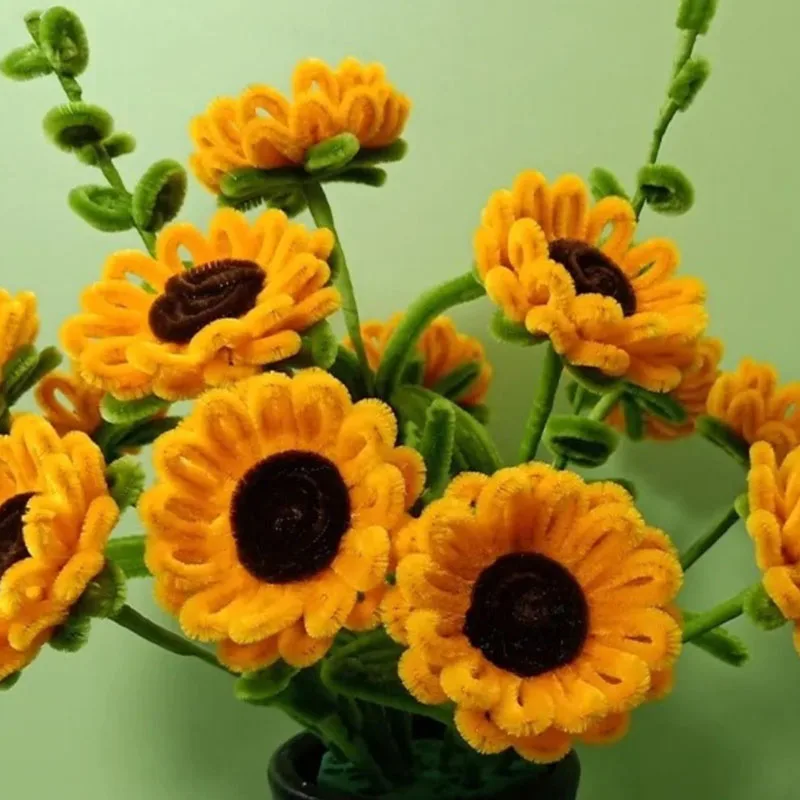 Sunflower Chenille Stems DIY Craft Materials Twist Stick Cleaners Kids Educational Handmade Colorful Gift Chenille Stems Pipe