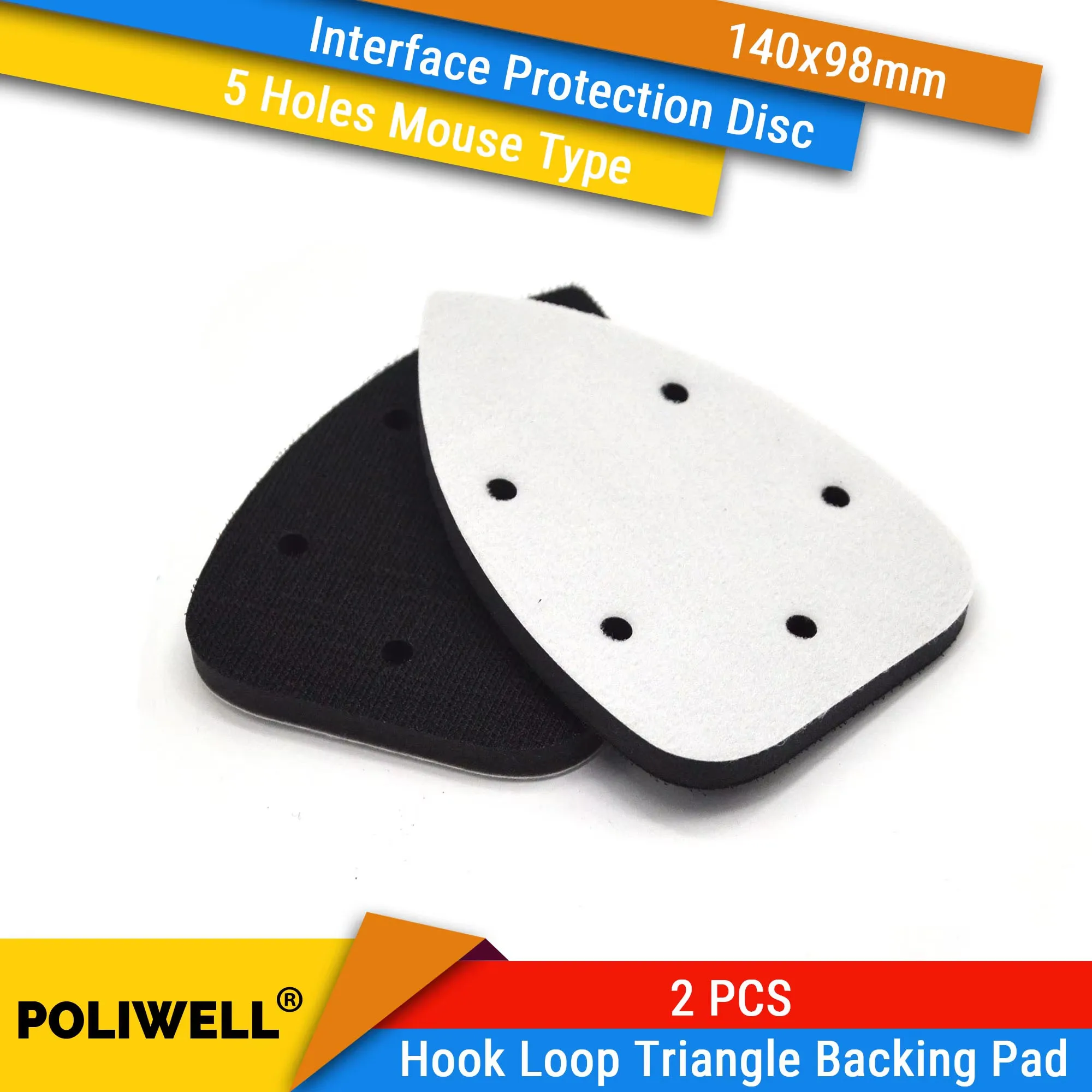 

2 PCS 140x98mm 5 Holes Mouse Hook and Loop Soft Buffer Interface Cushion Pad Protection Disc for Backing Pad Polishing Grinding