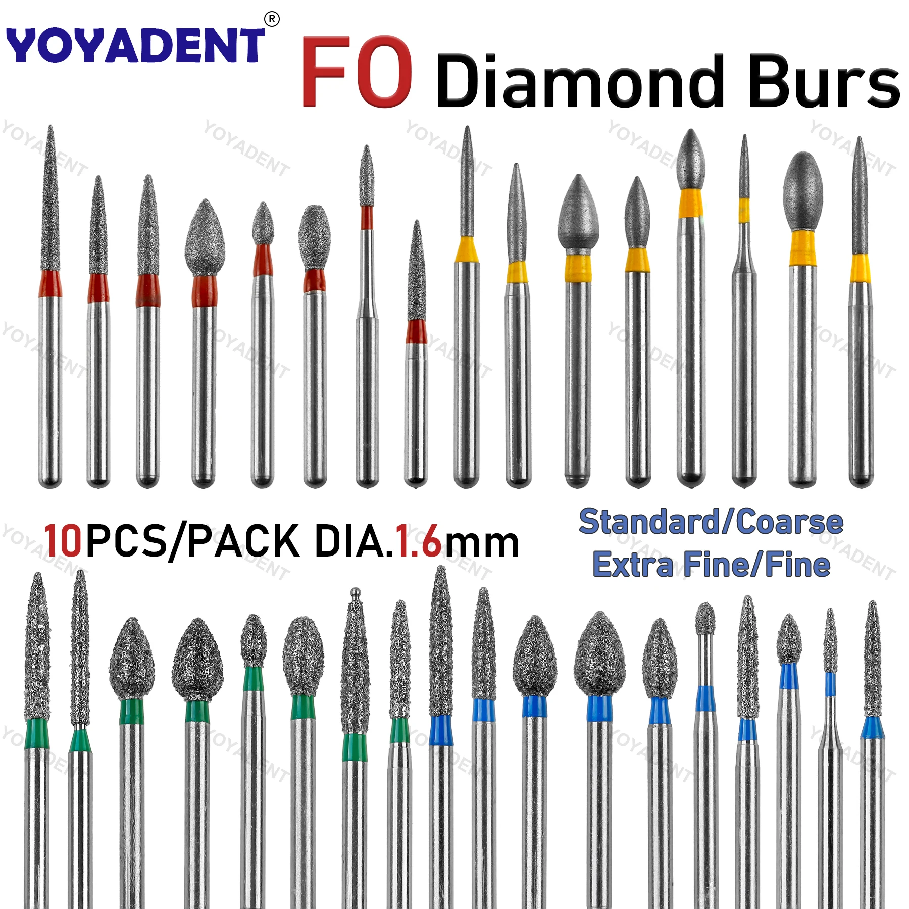 Dental Diamant Bohrer FO Typ Zahnmedizin Erdbeeren Für High Speed Turbinen Dia.1,6mm Zahnmedizin Bohrer 10 teile/paket Dental Labor
