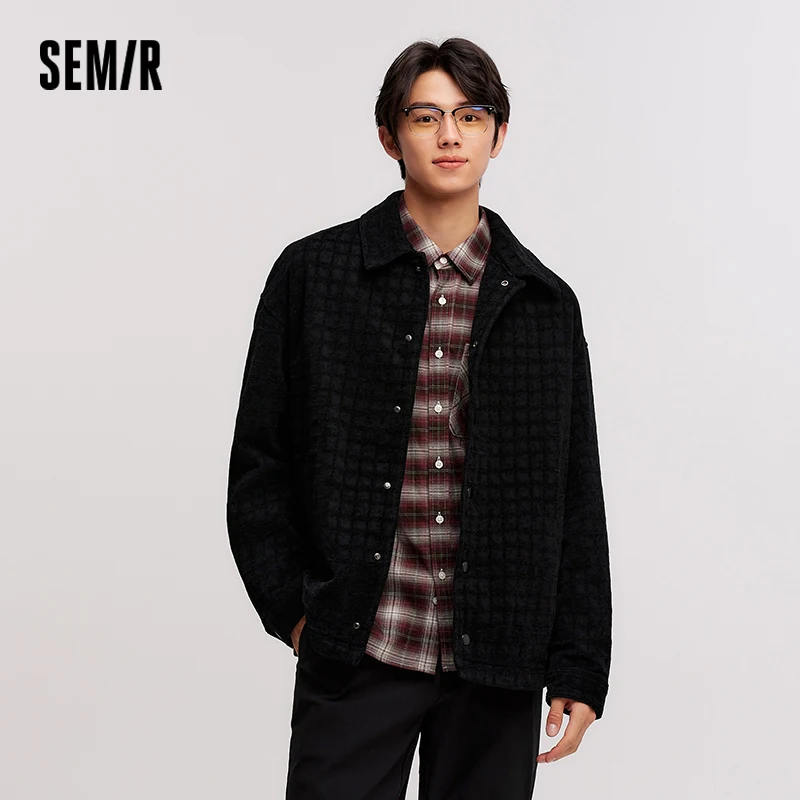 Semir Jacket Men 2024 Winter New Denim Coat Texture Chenille Coach Jacket Trendy Cool Jacket