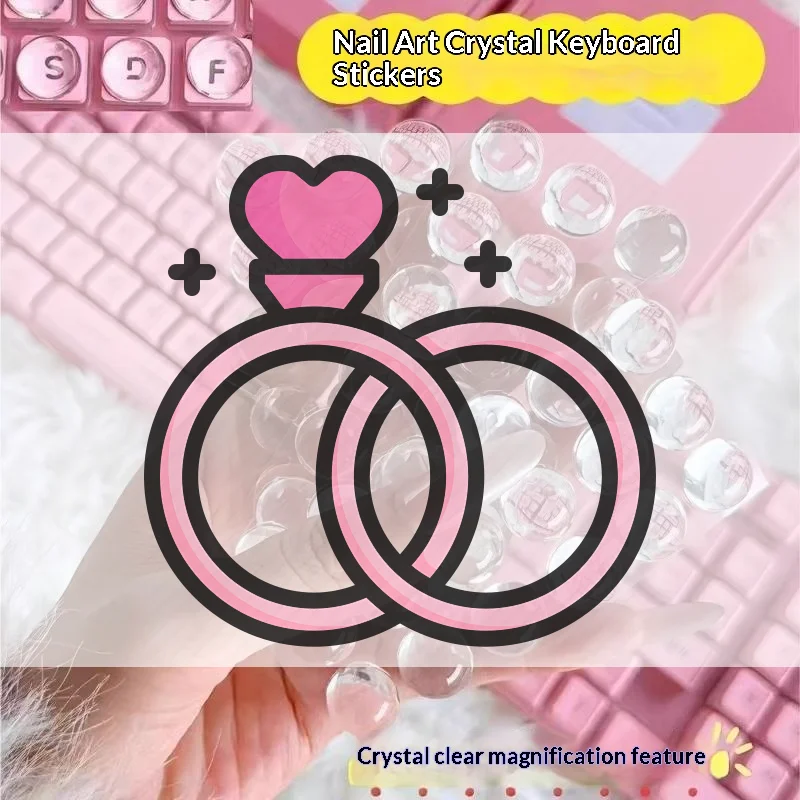 100Pcs Long Nails Suitable Keyboard Stickers with Raised Pad Magnified Letter Typing Protective Cover for Glass Keyboards