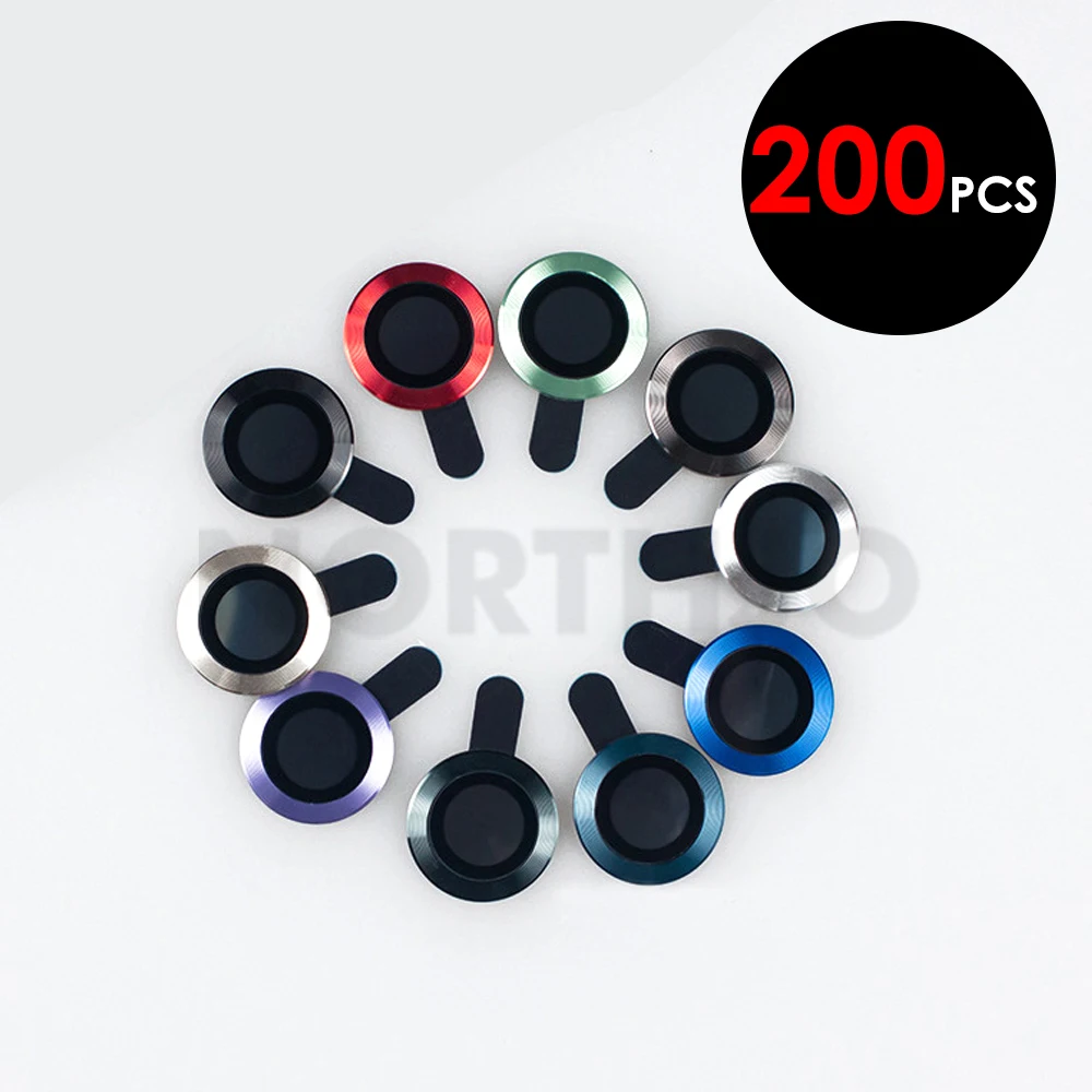 200Pcs CD Style Metal Camera Lens Cover 3D Alloy Glass Screen Protector For iPhone 15 14 13 12 11 Pro Max Plus Mini