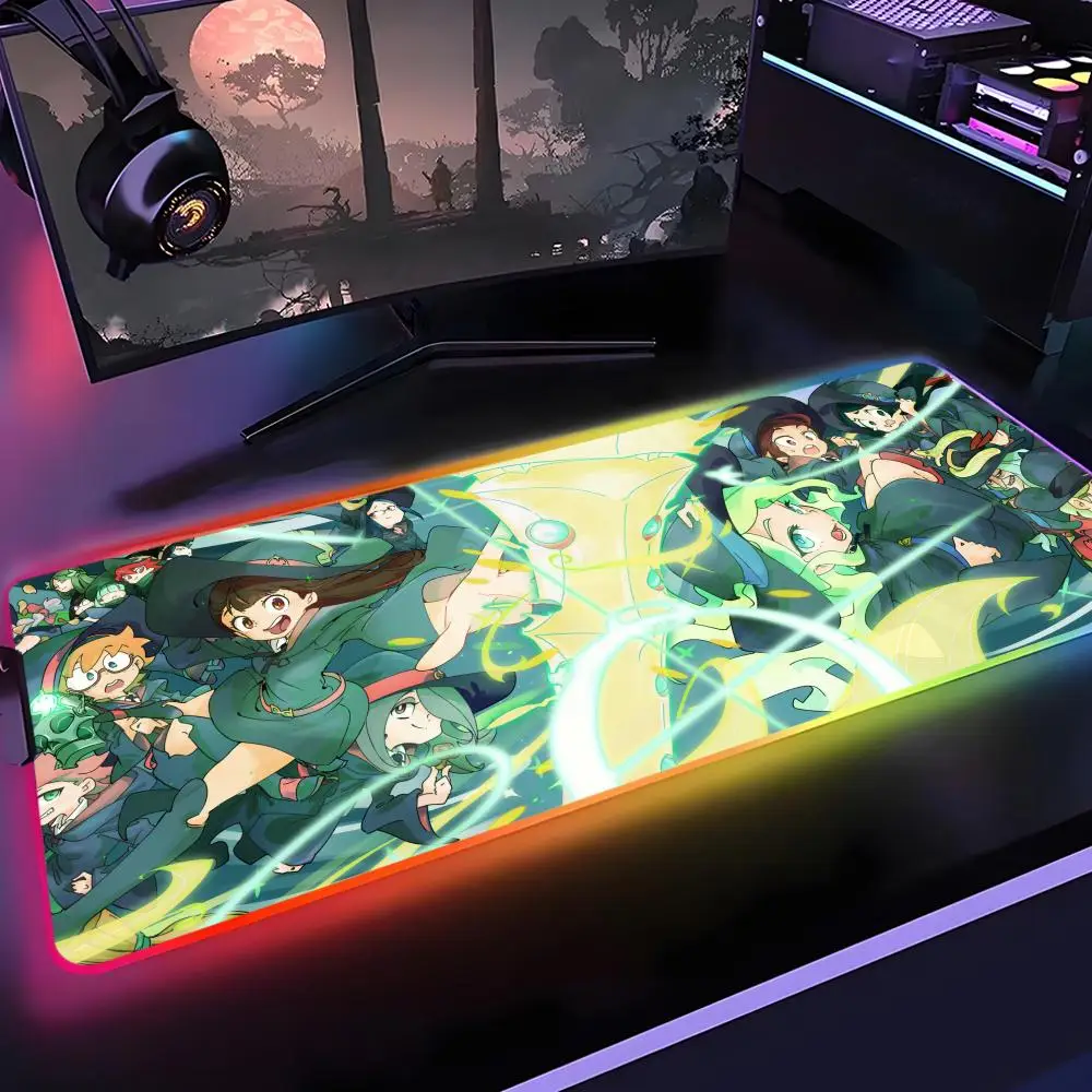 

Аниме L Little Witch Academia Коврик для мыши Gamer Rgb Настольный коврик Подсветка Светодиодный коврик для мыши Настройка игрового стола Большой коврик для мыши с подсветкой