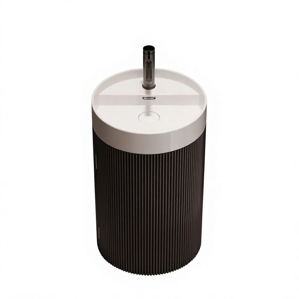 Grooved dresser plywood bottom cabinet water basin Home villa B & B hotel Floor-to-ceiling integrated storage washbasin sink