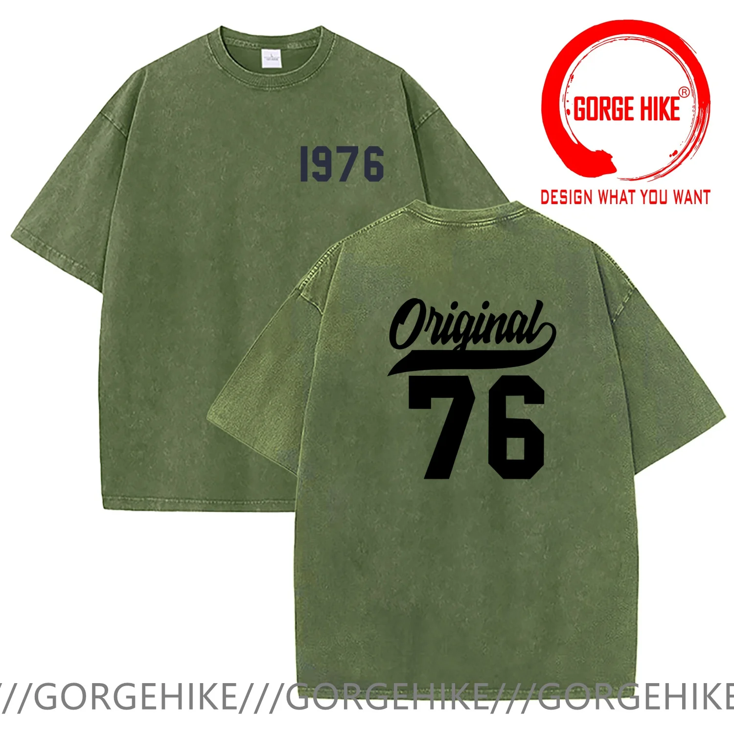 Vintage Washed Cotton T-Shirt Funny Designer Original 1976 T Shirt Men Fashion Trendy Casual Clothing Stylish Tops Tees