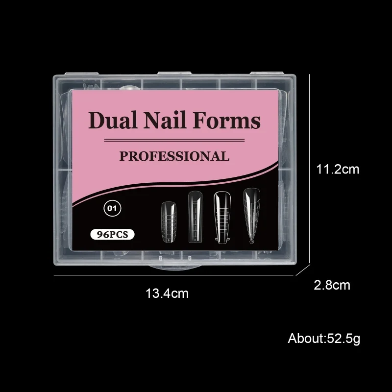 96pcs/Box Dual Forms False Nails Tips Sets For Gel Extension 4 IN 1 Quick Building French Nails Mold SoftManicure Tools