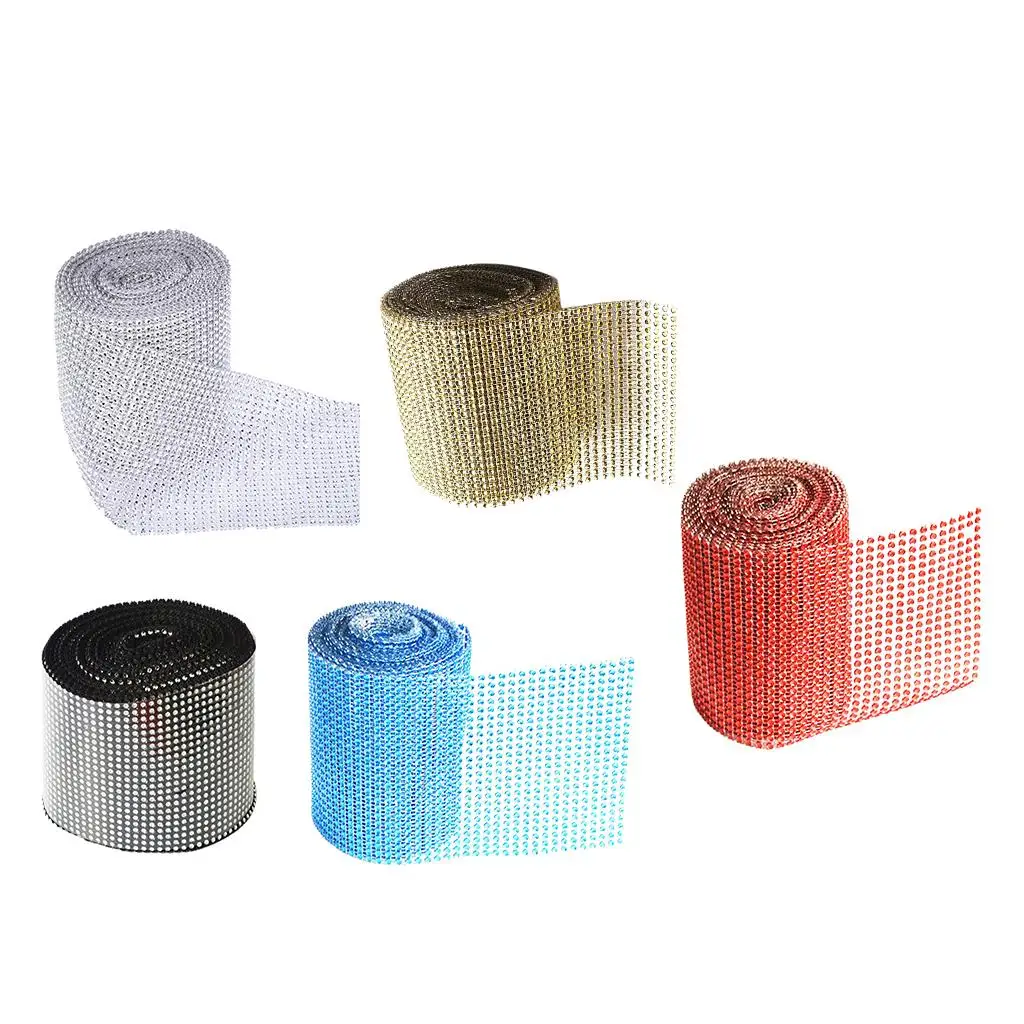 24 Row 10 Yard Diamond Mesh Wrap Roll Rhinestone Crystal Ribbons