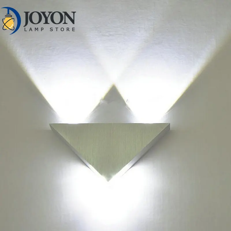 

Indoor LED Lighting Aluminium 3W Wall Lamp Triangle Shape Modern Bedroom Beside Light for Home Decor AC110V 220V