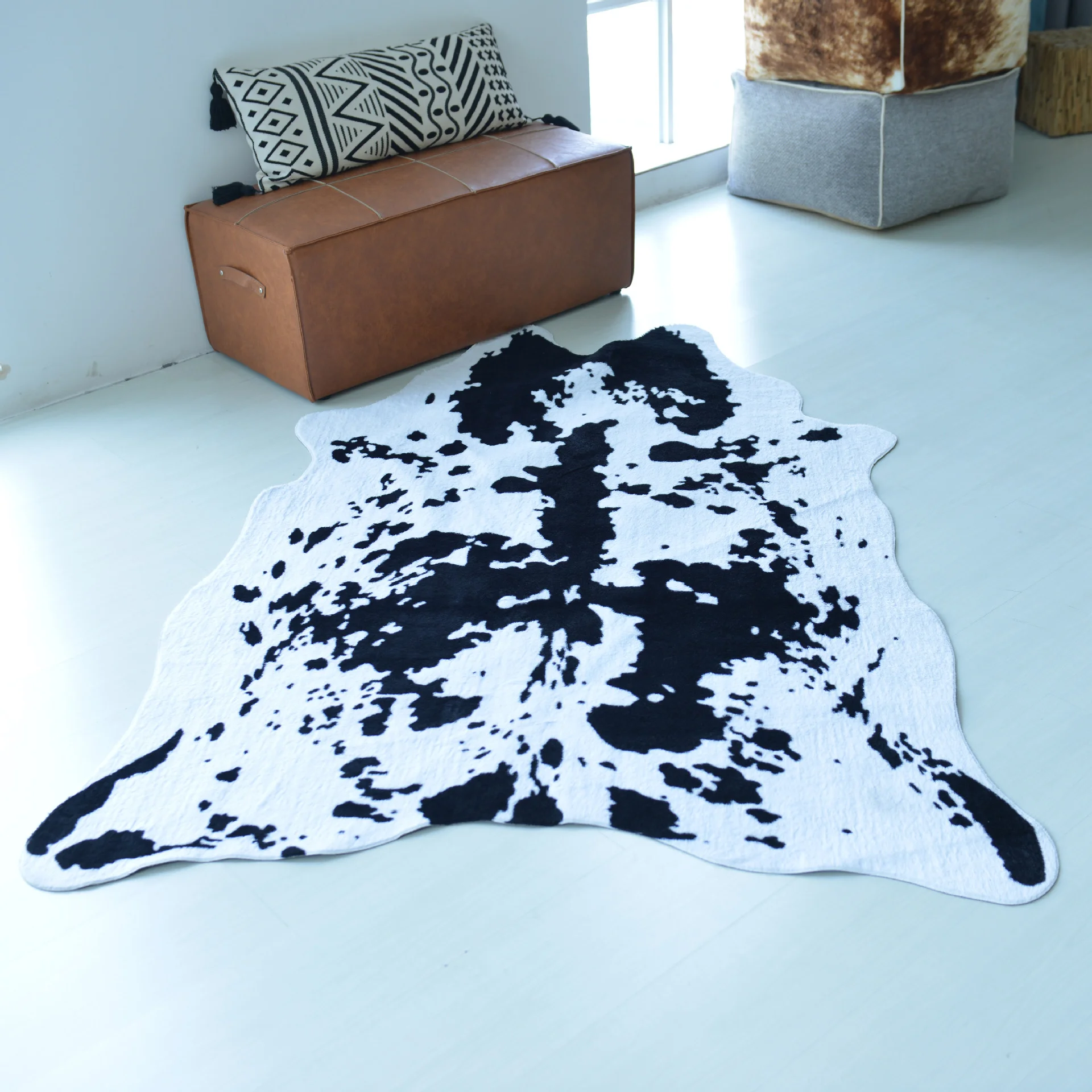 American style Faux cowhide rug room decoration carpet fluffy plush Bedroom rug Home Carpets rugs living room decor floor mats