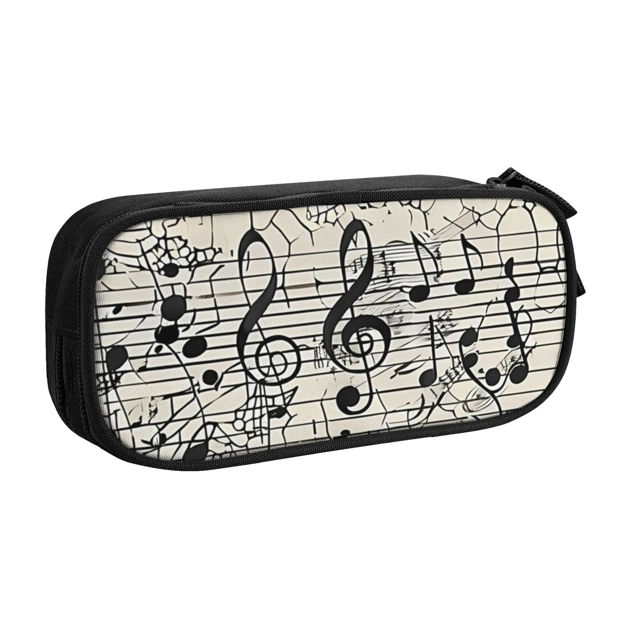 1 piece Stylish Musical Pattern Pencil Case Student Pen Bag Music Notes School Stationery Bag