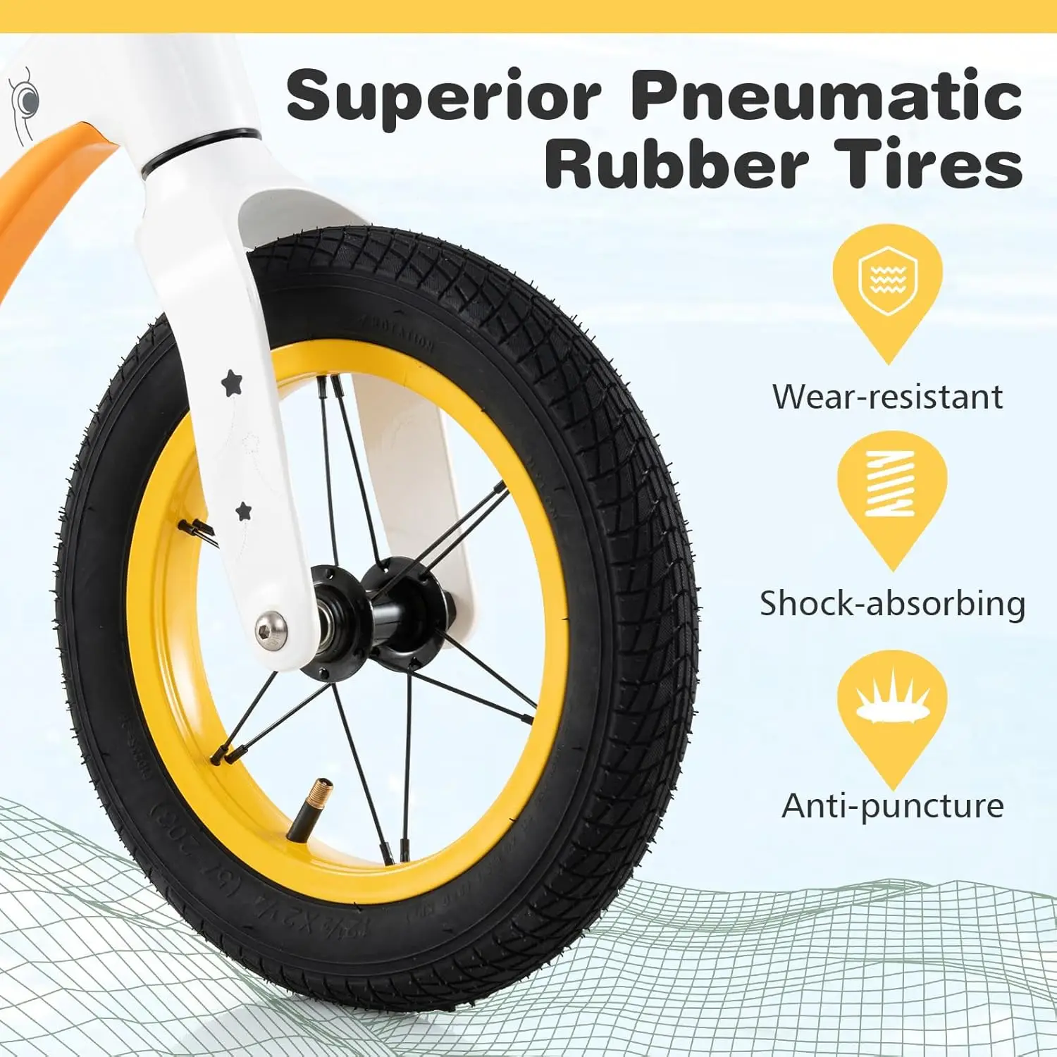 12-Inch Balance Bike, Magnesium Alloy Frame Toddler Bike w/Adjustable Seat, 360° Rotatable Handlebar & Pneumatic Rubber Tires, N