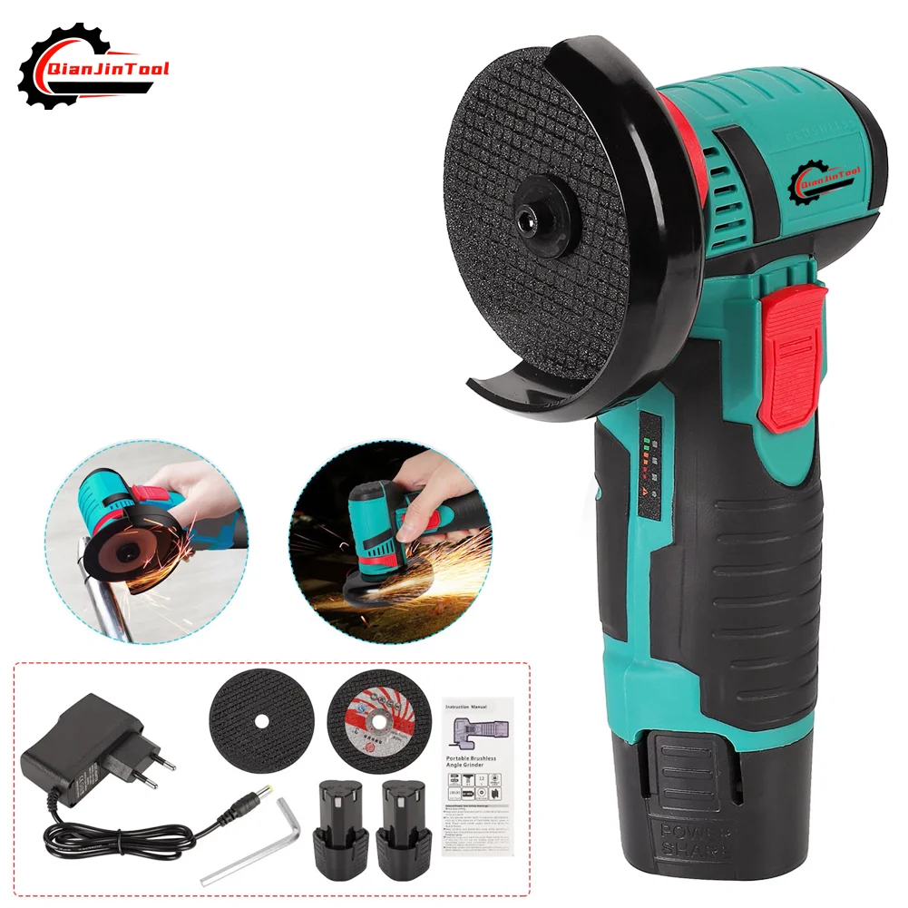 Mini Angle Grinder Brushless Cutter 12V Cordless Small Polishing Machine Cutting Portable Polisher Saw Blade Home DIY Power Tool