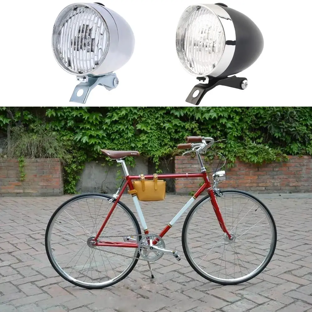 Bike Lights LED Retro Classic Headlight Warning Safety Fog Housing Night Lamp Accessories Riding Metal Steel Light I6C2