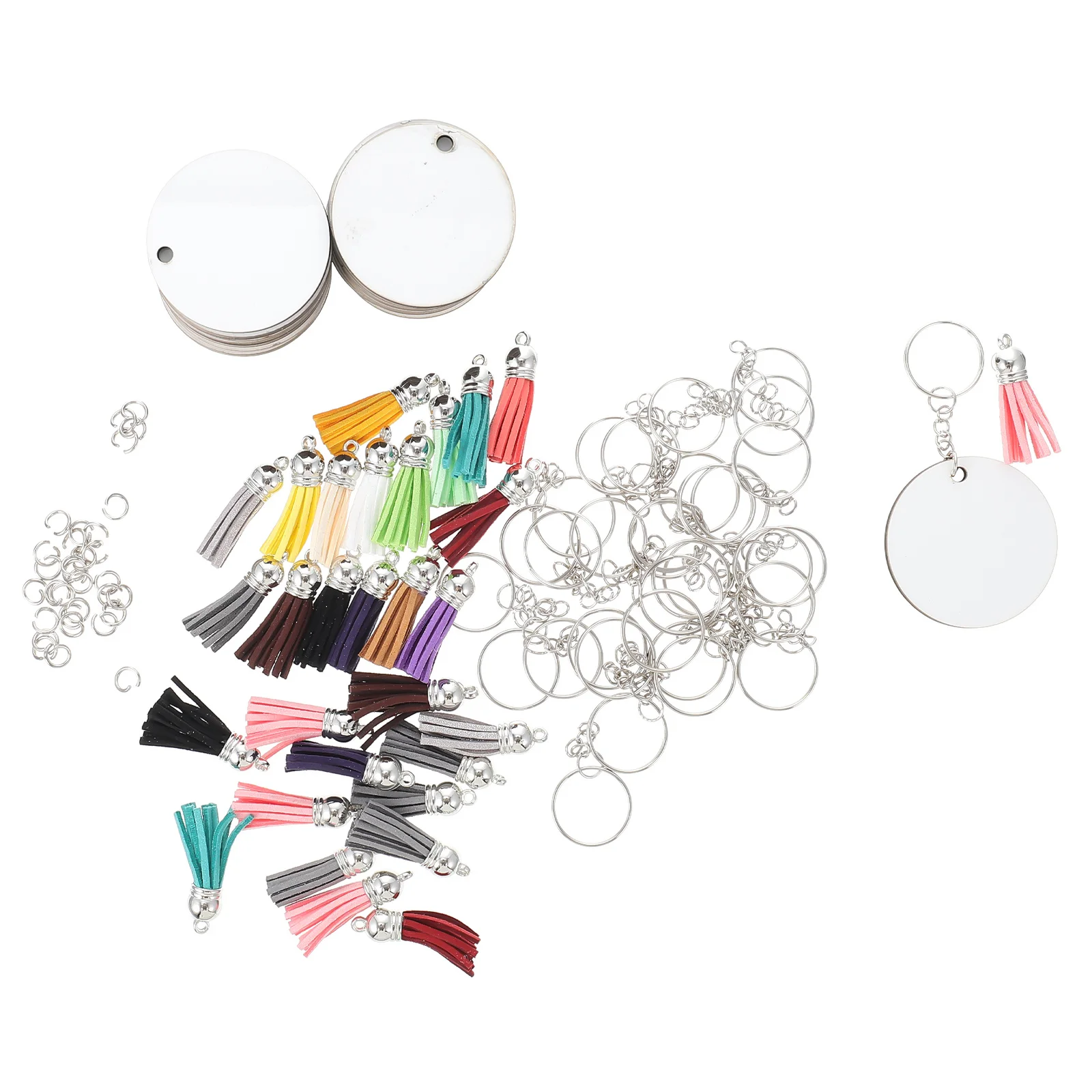 

1 set Sublimation Keychain Blanks Bulk Heat Transfer Key Chains For Diy Crafts Pendants Decor Polished Stainless Steel Heat