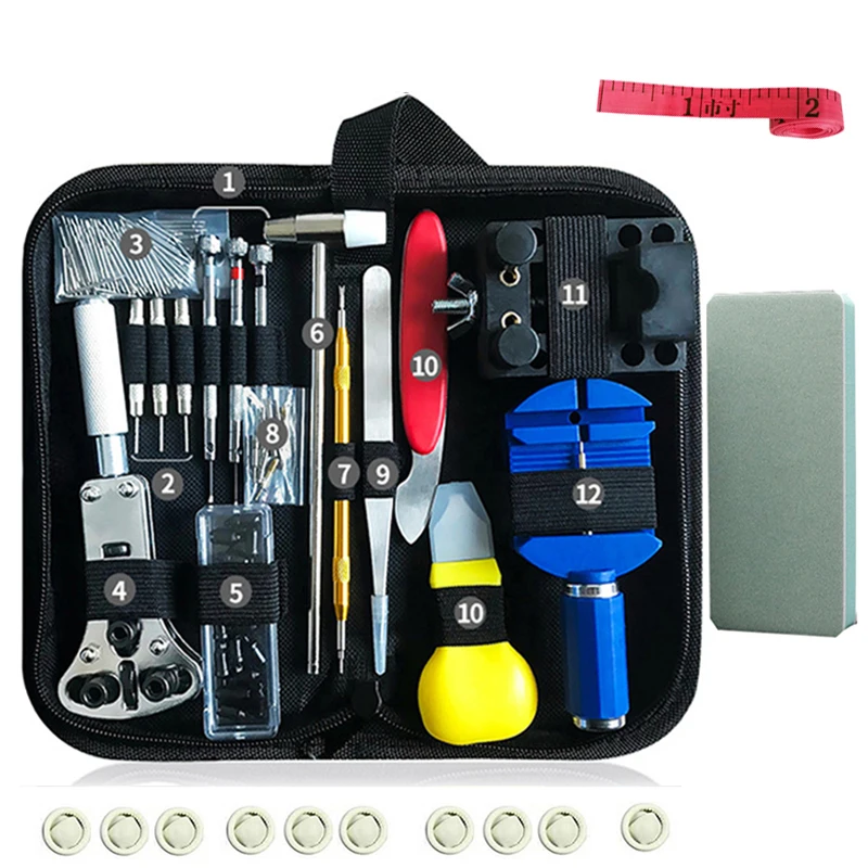 

159PCS Watch Repair Tools Kit Clock Watchmaker Link Pin Dissolving Housing Open Remover Battery Replacement Static-free Set