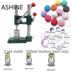 Button Maker, Handmade Fabric Covered Button Maker Button Machine DIY Tool with 3 Set Molds 1500set Button