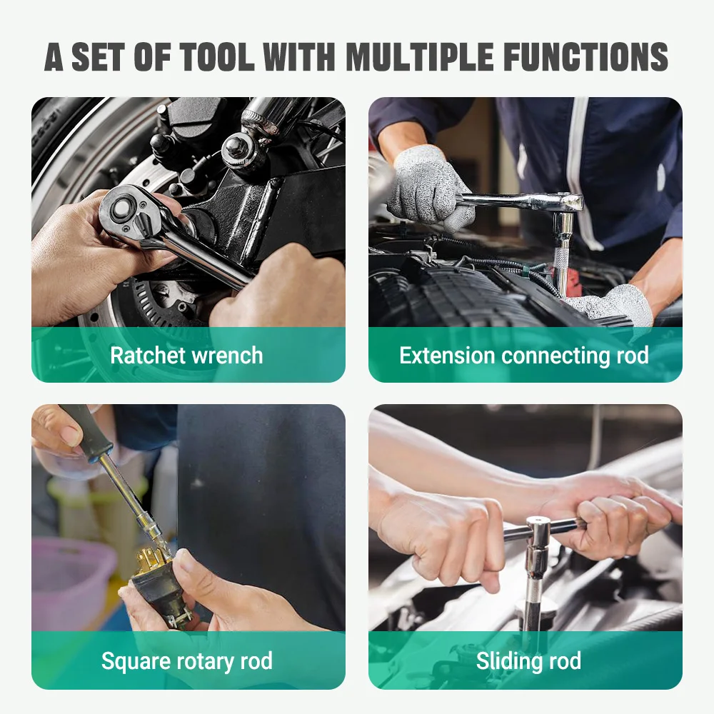 Multi-purpose 46pcs 1/4 inch Ratchet Wrench Set With Multiple Bits And Sleeves for vehicles/motorcycle & Mechanical Maintenance